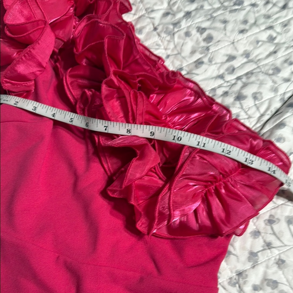 Pink One-Shoulder Ruffle Dress - Picture 5 of 10